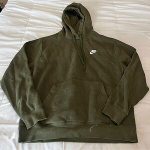 Nike Mens Army Green Fleece Hooded Pullover Sweatshirt size L